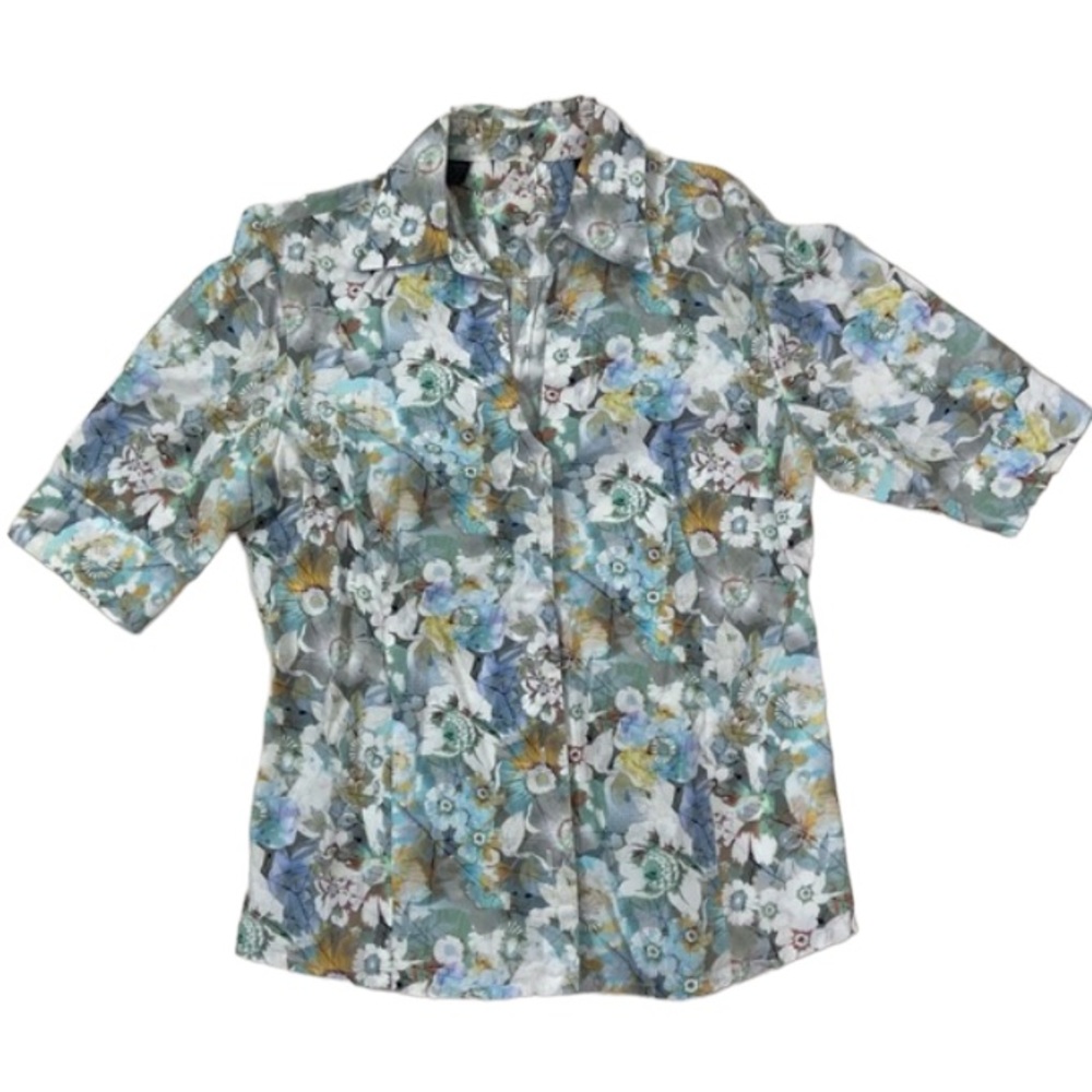 Mark Shale Floral collared top. Size 4